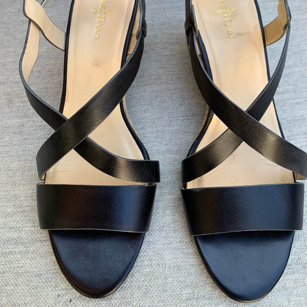 Cole Haan Black Leather Taylor Wedge